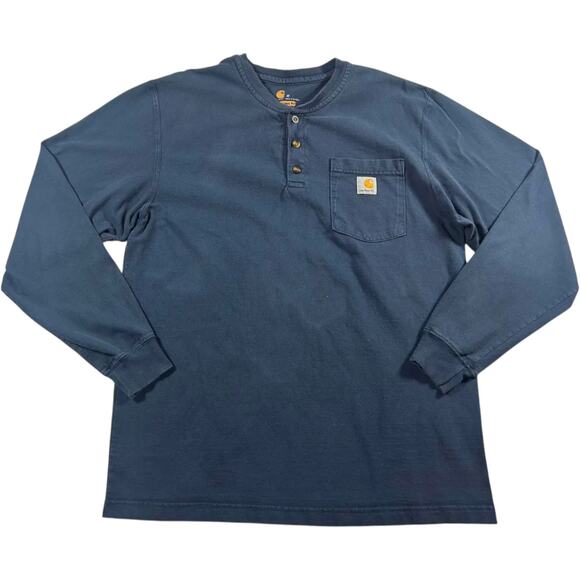 Carhartt work wear - Navy blue Men's Long Sleeve Henley shirt - Size: Medium - Picture 1 of 7